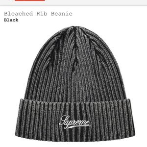Supreme SS21 Black Bleached Rib Beanie